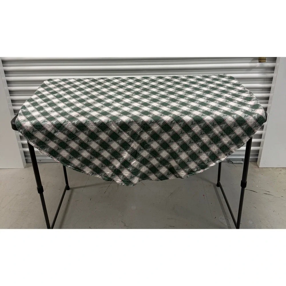 Vintage 90s Checkered Round Tablecloth 52 Inch Rooster Gingham Farmhouse Decor